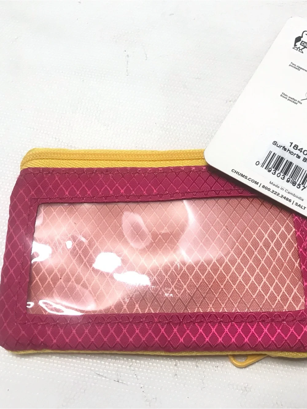 New Chums Surfshorts Wallet RFID Blocking Slim Zippered Pink Fuschia New